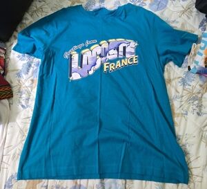 Lacoste Greetings from France Teal Graphic Tee